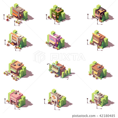 Vector isometric shops icon set - Stock Illustration [42180485] - PIXTA