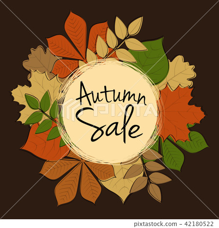 Big Autumn Sale - poster with leaves. Vector. Big Autumn Sale - poster with leaves. Vector. 42180522