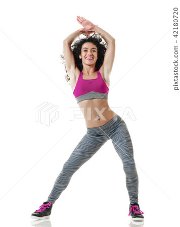 woman zumba dancer dancing fitness exercises woman zumba dancer dancing fitness exercises 42180720