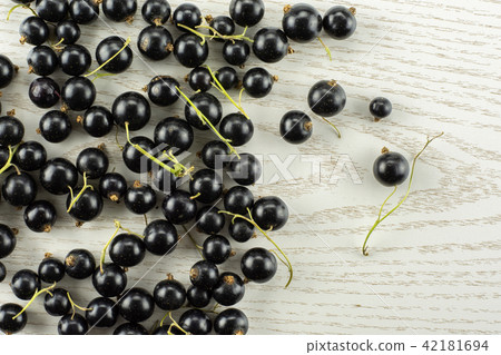 Fresh Raw Black Currant berry on grey wood 42181694