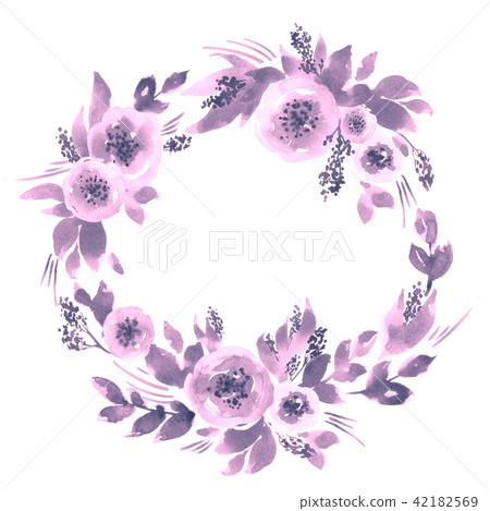 Watercolor loose peonies wreath Watercolor loose peonies wreath 42182569