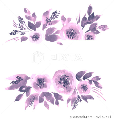 Watercolor loose peony flowers in purple Watercolor loose peony flowers in purple 42182571