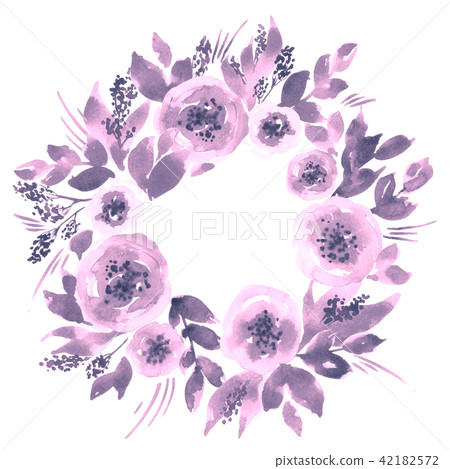 Watercolor loose floral wreath Watercolor loose floral wreath 42182572