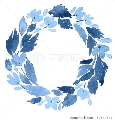 Watercolor wreath of loose flowers Watercolor wreath of loose flowers 42182575
