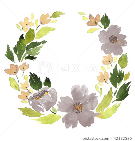 Loose watercolor floral wreath Loose watercolor floral wreath 42182580