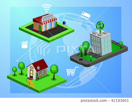 Mobile phone payment, convenient and fast, vector illustration 42183601