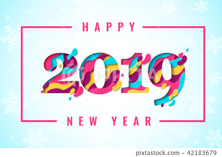 2019 Happy New Year paper cut banner 42183679