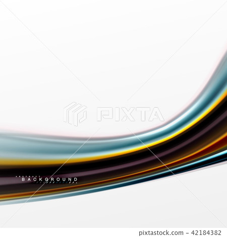 Fluid liquid mixing colors concept on light grey background, curve flow, trendy abstract layout 42184382