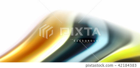 Fluid liquid mixing colors concept on light grey background, curve flow, trendy abstract layout Fluid liquid mixing colors concept on light grey background, curve flow, trendy abstract layout 42184383