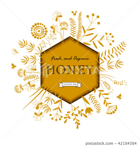 Frame with bees and flowers 42184384