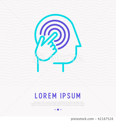 Mental health concept. Hand pushing on brain Mental health concept. Hand pushing on brain 42187528