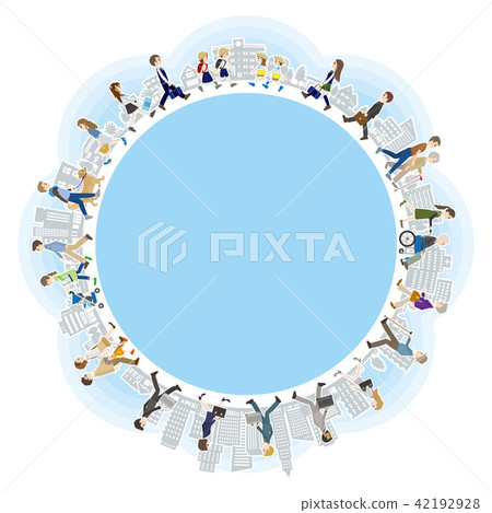 Townscape and people's illustration Townscape and people's illustration 42192928