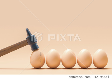Cracked eggshell hit by hammer Cracked eggshell hit by hammer 42193841