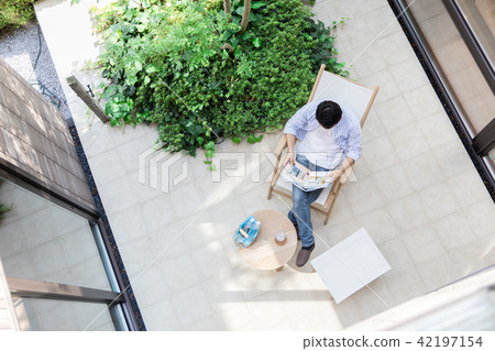 Young men Terrace balcony Young men Terrace balcony 42197154