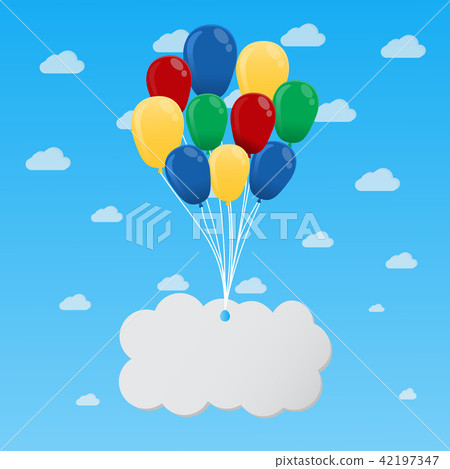 Multi-color Balloon lifted cloud text box - Stock Illustration ...
