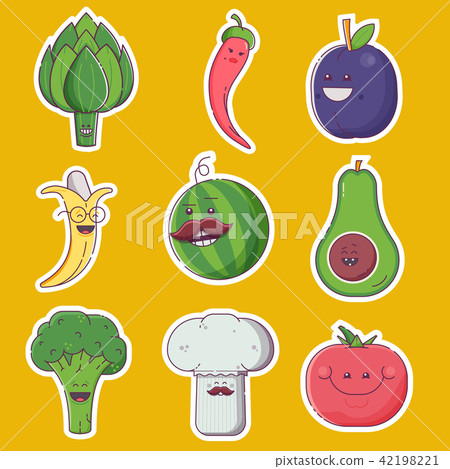 Happy Fruit and Vegetable Characters 42198221
