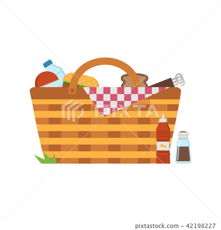 Straw Picnic Basket with Blanket Straw Picnic Basket with Blanket 42198227