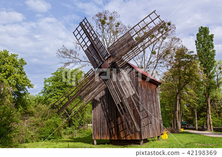 Old wooden windmills Old wooden windmills 42198369