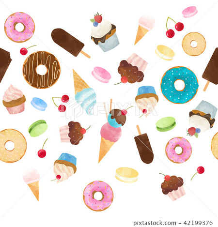 Watercolor sweets vector pattern 42199376