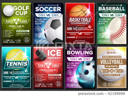 Sport Poster Set Vector Tennis Basketball Stock Illustration