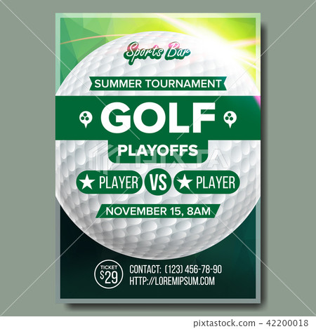 Golf Poster Vector. Design For Sport Bar Promotion. Golf Ball. Modern Tournament. A4 Size 42200018