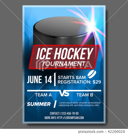 Ice Hockey Poster Vector. Banner Advertising. A4 Size. Sport Event Announcement. Winter Game, League 42200028