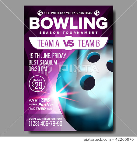Bowling Poster Vector. Sport Event Announcement. Club Banner Advertising. Professional League 42200070