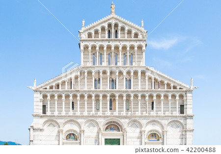 Front view of ornamental Romanesque portal of Pisa Cathedral - Roman Catholic cathedral dedicated to Front view of ornamental Romanesque portal of Pisa Cathedral - Roman Catholic cathedral dedicated to 42200488