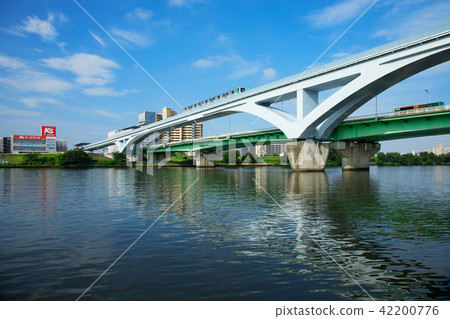 在荒川和領土班輪的範Ohashi橋樑 在荒川和領土班輪的範Ohashi橋樑 42200776
