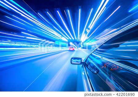 Night car and neon lights Night car and neon lights 42201690