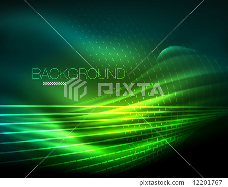 Smooth light effect, straight lines on glowing shiny neon dark background. Energy technology idea Smooth light effect, straight lines on glowing shiny neon dark background. Energy technology idea 42201767