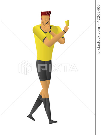 soccer referee showing yellow card. 42202406