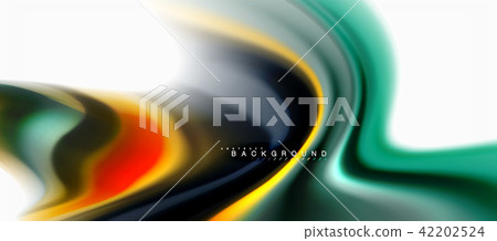 Fluid liquid mixing colors concept on light grey background, curve flow, trendy abstract layout Fluid liquid mixing colors concept on light grey background, curve flow, trendy abstract layout 42202524