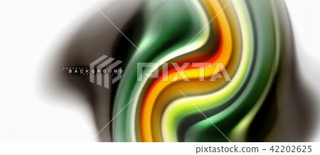 Fluid liquid mixing colors concept on light grey background, curve flow, trendy abstract layout Fluid liquid mixing colors concept on light grey background, curve flow, trendy abstract layout 42202625