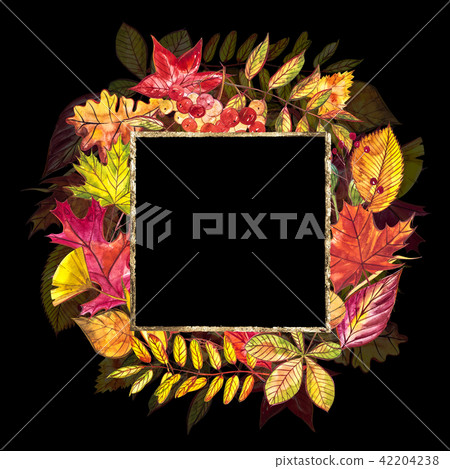 Autumn template background. Seasonal illustrations.web banner template.watercolor illustration. 42204238