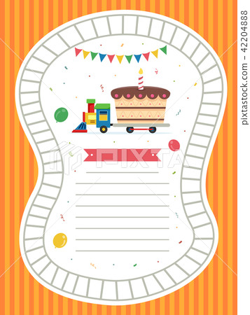 Invitation Birthday Train Illustration 42204888