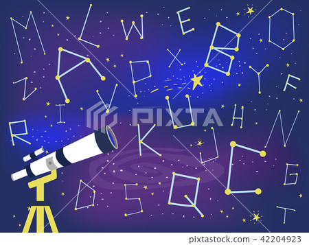 Telescope Constellation Alphabet Illustration 42204923