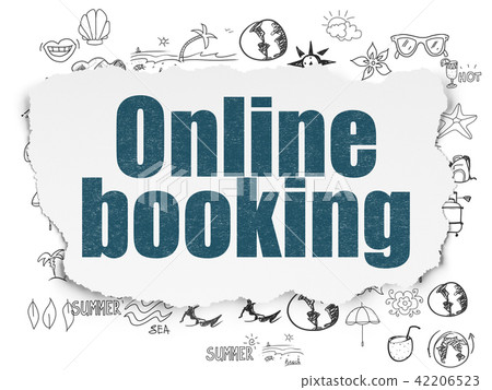 Tourism concept: Online Booking on Torn Paper background 42206523