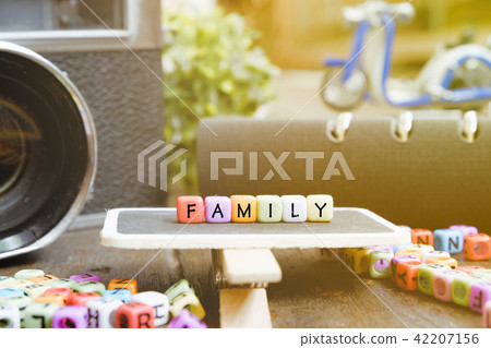 FAMILY word block on wooden signage 42207156