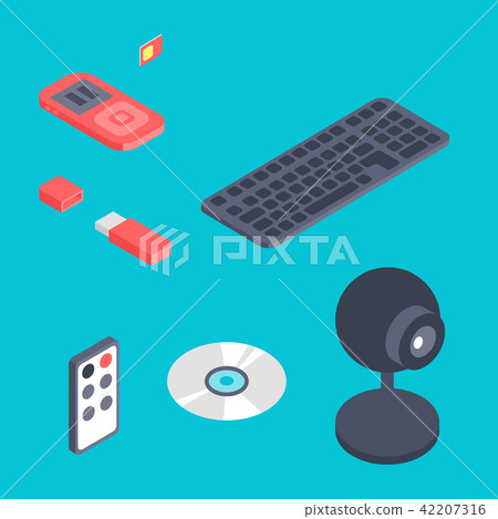 Isometric vector gadget computer devices icons wireless technologies mobile communication 3d 42207316