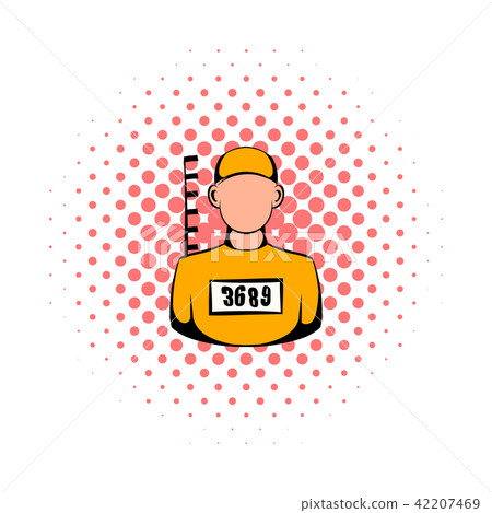 Prisoner in hat with number icon, comics style  42207469
