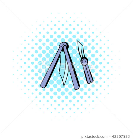 Butterfly knife icon, comics style 42207523