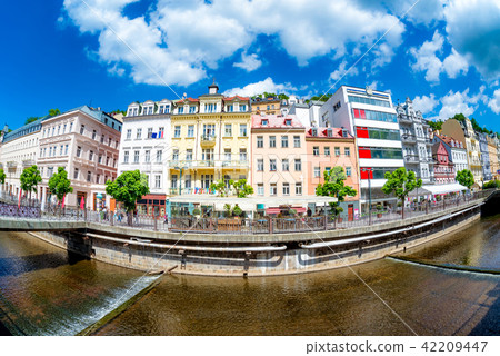 Tepla River embankment with hotels and restaurants Tepla River embankment with hotels and restaurants 42209447