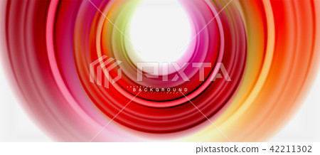 Rainbow fluid color line abstract background - swirl and circles, twisted liquid colours design 42211302