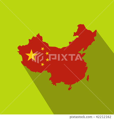 Map of China with national flag icon, flat style Map of China with national flag icon, flat style 42212162