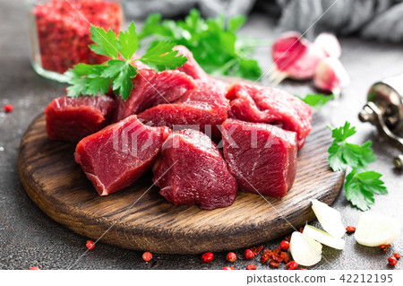Raw beef meat. Fresh sliced beef sirloin Raw beef meat. Fresh sliced beef sirloin 42212195