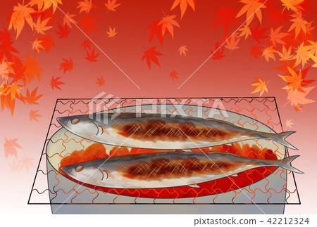 秋天 楓葉 烤秋刀魚 秋天 楓葉 烤秋刀魚 42212324
