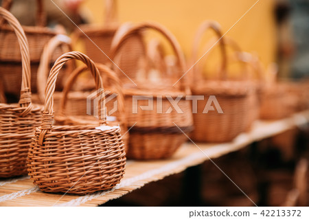 Handcrafts, Handmade Wicker Baskets In Local Market Handcrafts, Handmade Wicker Baskets In Local Market 42213372