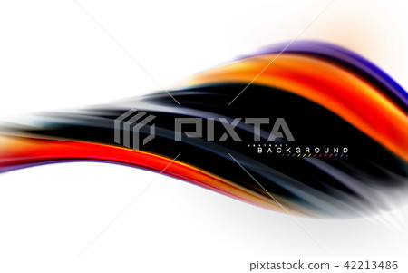 Fluid liquid mixing colors concept on light grey background, wave and swirl curve flow line, trendy 42213486