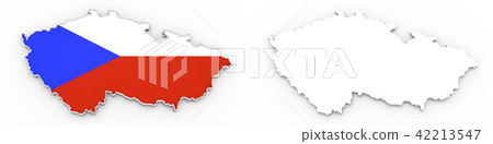 3D map of czech republic silhouette and flag 42213547
